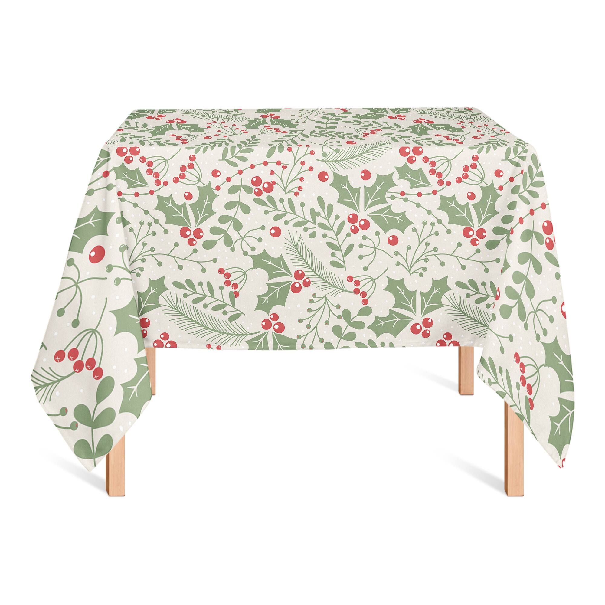58" Holly Pattern Tablecloth